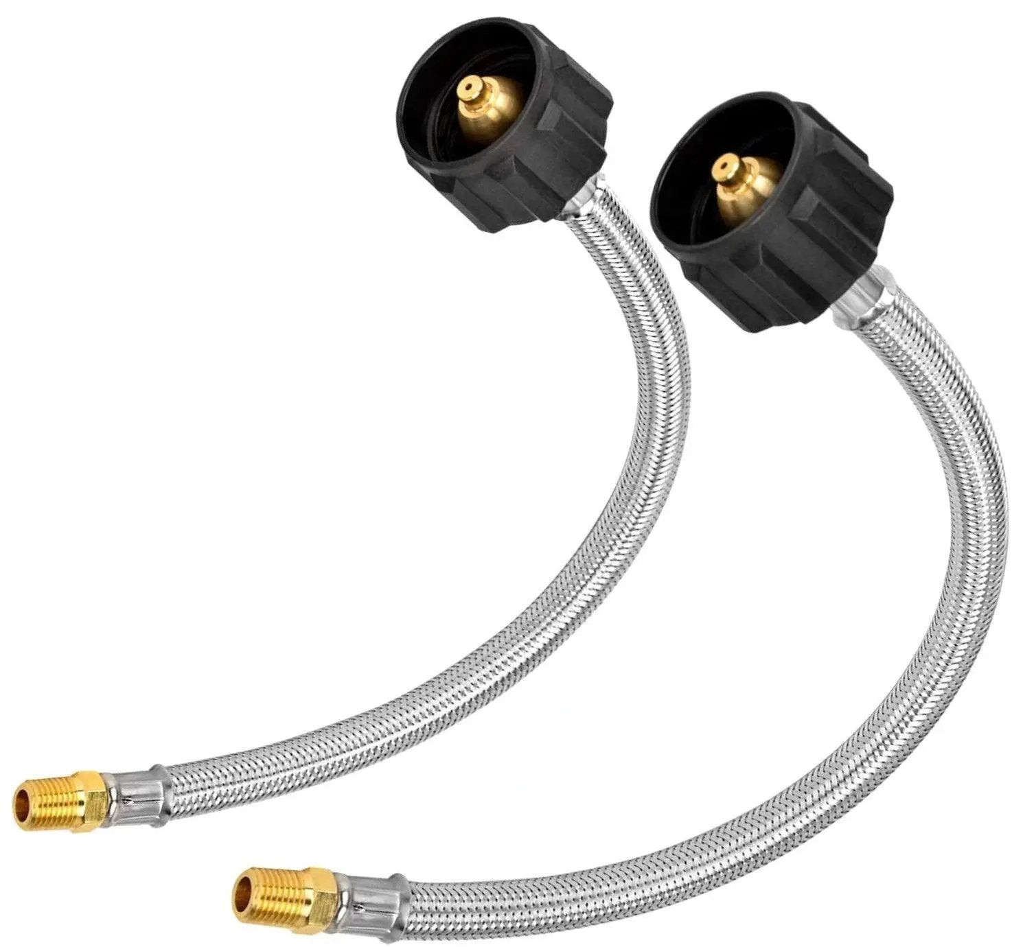 Flame King 1/4" NPT Stainless Steel Braided Propane Pigtail Hose 2 Pack for RV Regulators 12 inches by Flame King Products