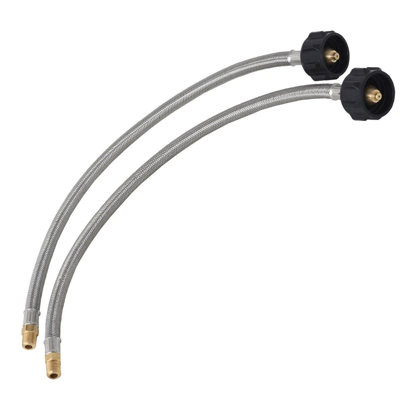 Flame King 1/4" NPT Stainless Steel Braided Propane Pigtail Hose 2 Pack for RV Regulators, 18 inches by Flame King Products