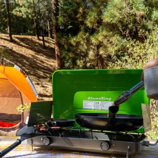 Flame King 2 Burner Portable Propane Gas Camping Stove Grill by Flame King Products
