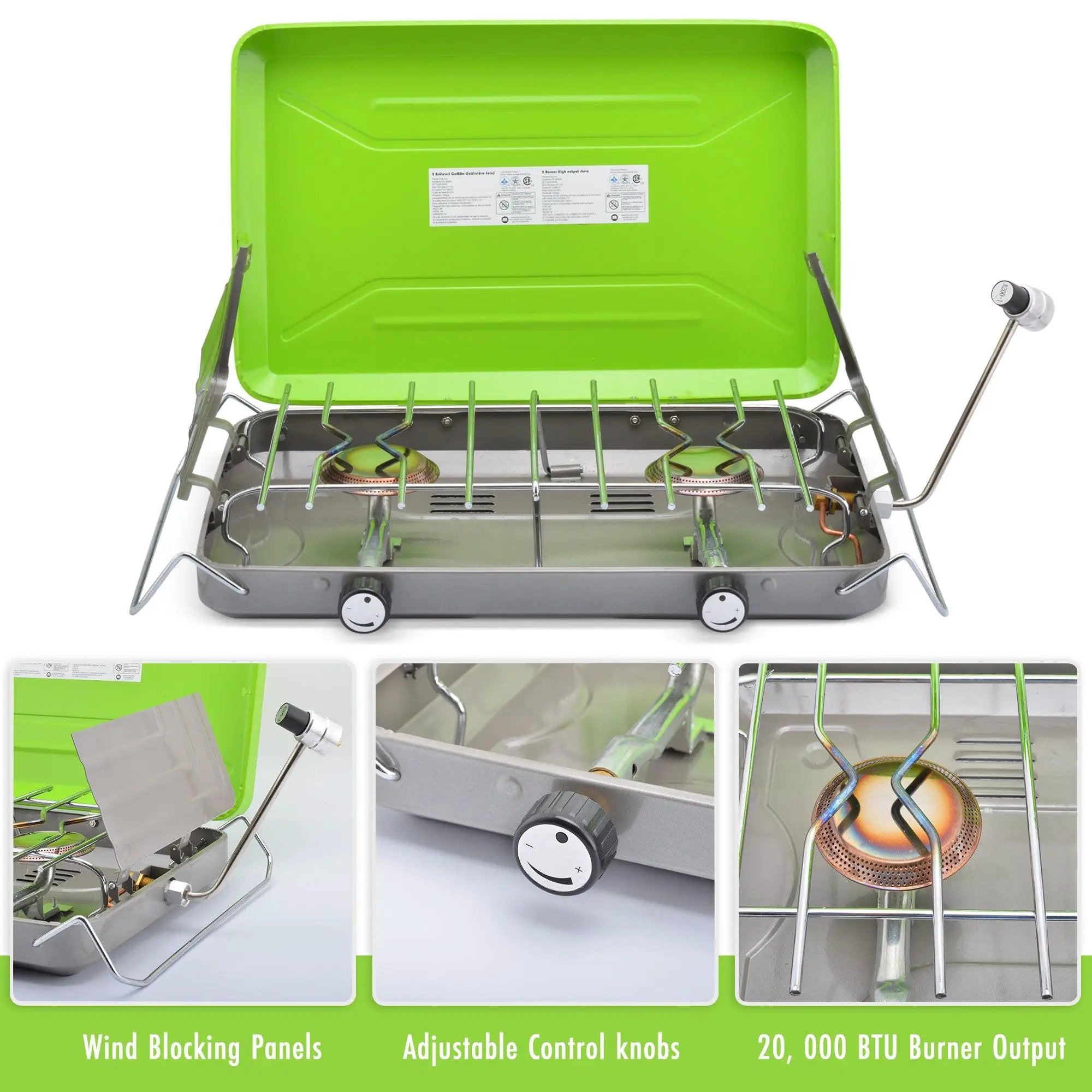 Flame King 2 Burner Portable Propane Gas Camping Stove Grill by Flame King Products