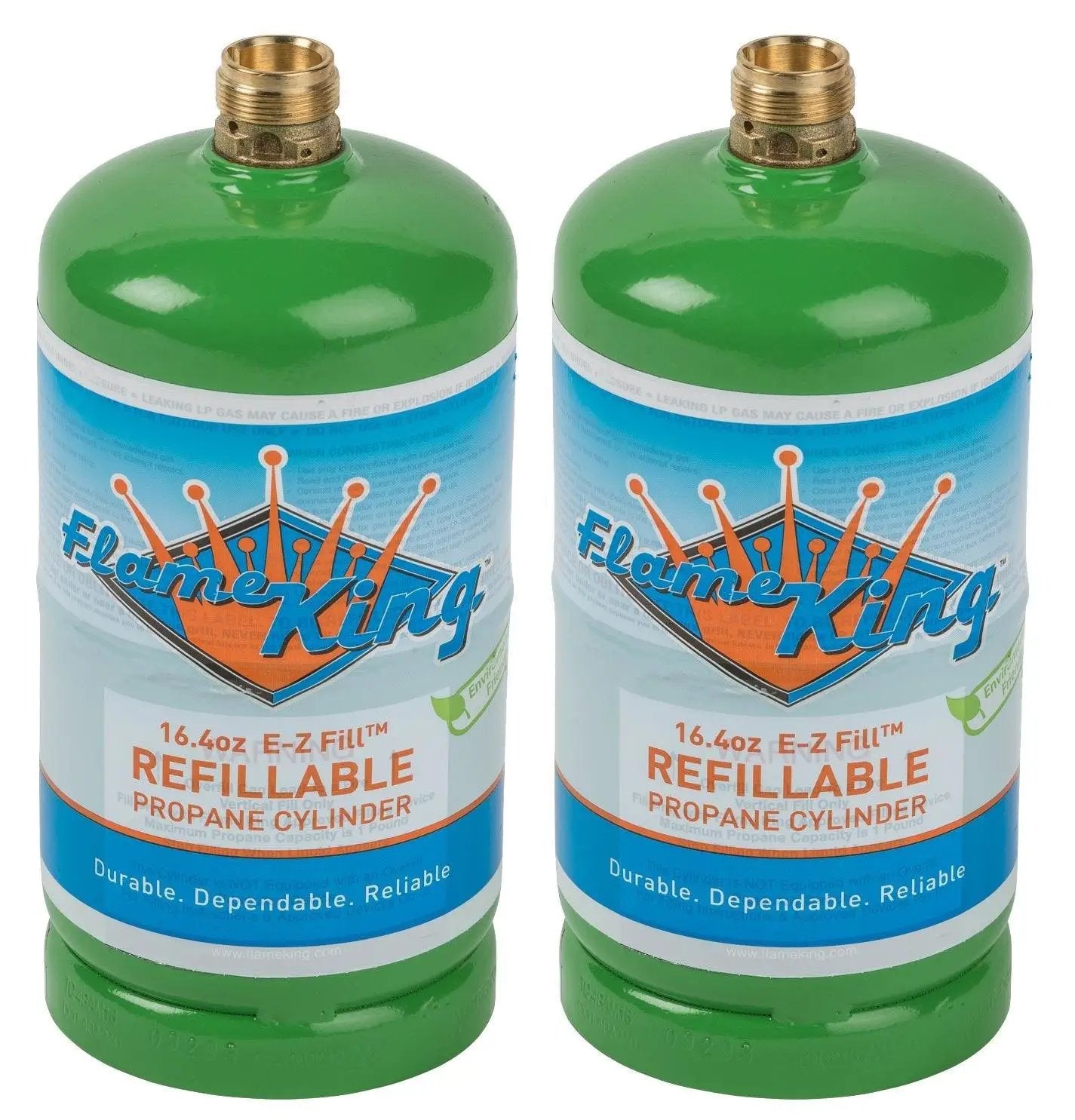 Flame King 1lb Refillable Propane Tank LP Cylinder- 2 Pack Eco Friendly Sustainable Tank by Flame King Products