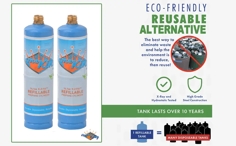 Flame King 1lb Refillable Propane Tank Welding LP Cylinder 14.1 - 2 Pack Eco Friendly Sustainable Tank by Flame King Products