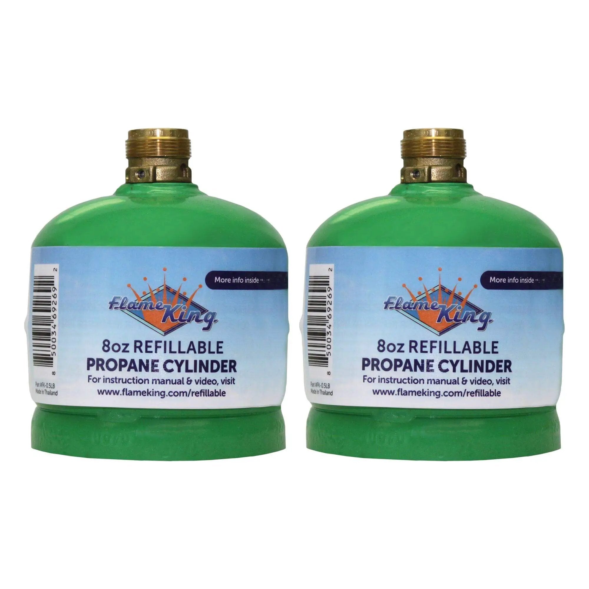 Flame King 2 Packs Eco Friendly Sustainable 8oz 1/2lb Refillable Propane Tank LP Cylinder by Flame King Products