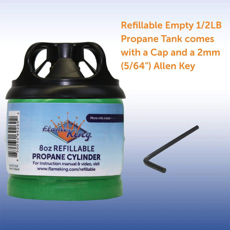 Flame King 2 Packs Eco Friendly Sustainable 8oz 1/2lb Refillable Propane Tank LP Cylinder by Flame King Products