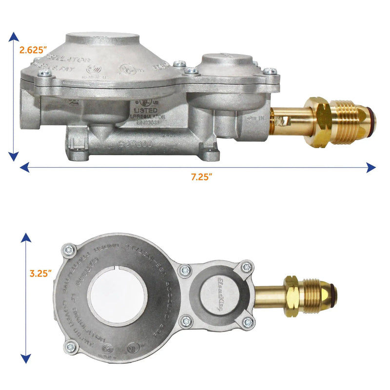 Flame King 2-Stage 300,000 BTU Propane LP Horizontal Super Compact Regulator by Flame King Products