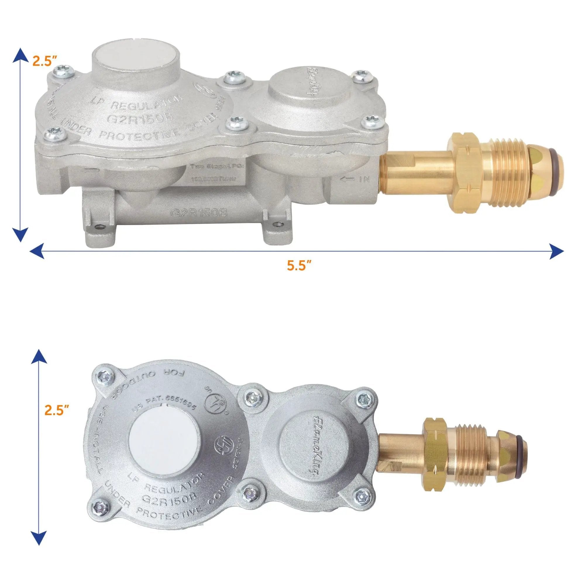 Flame King 2-Stage 150,000 BTU Propane LP Horizontal Super Compact Regulator by Flame King Products