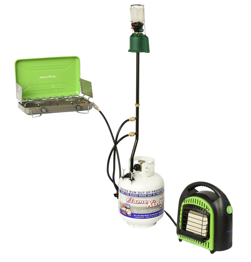 Flame King 3 Outlets Adapter 20 to 1LB Propane Tank Distribution Post Pole Tree Stem Stand by Flame King Products
