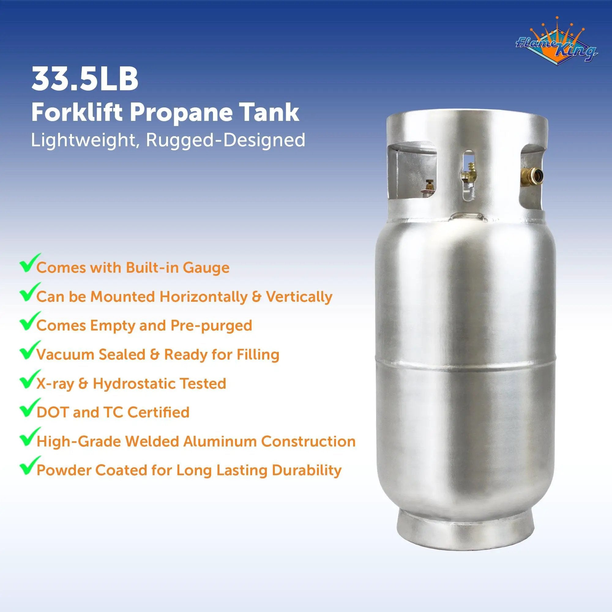 Flame King 33.5lb Aluminum Forklift Propane Tank Cylinder with Gauge by Flame King Products