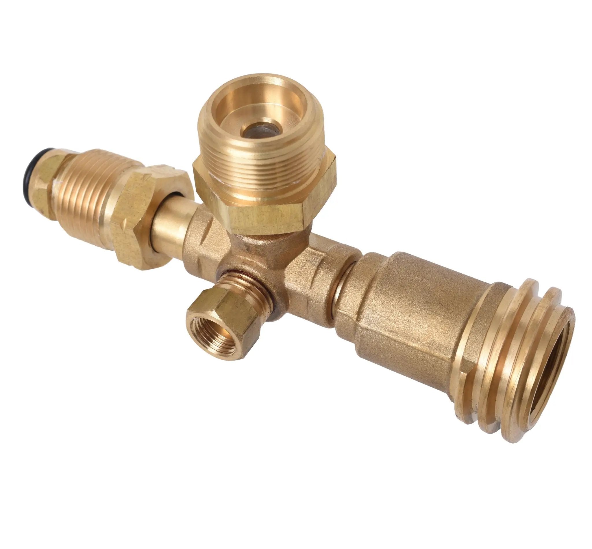4 Port Brass Tee Propane Adapter - Flame King by Flame King Products