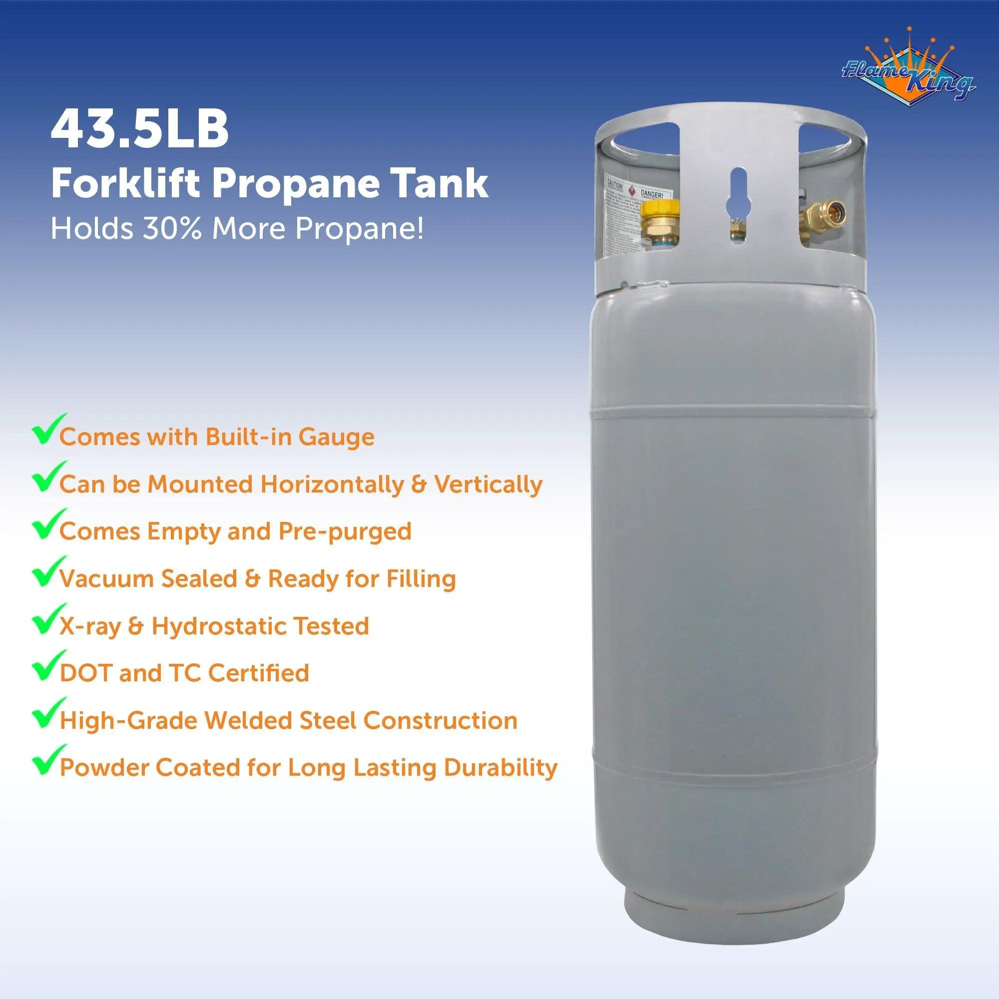 Flame King 43.5lb Forklift Steel Propane Tank Cylinder with Gauge by Flame King Products
