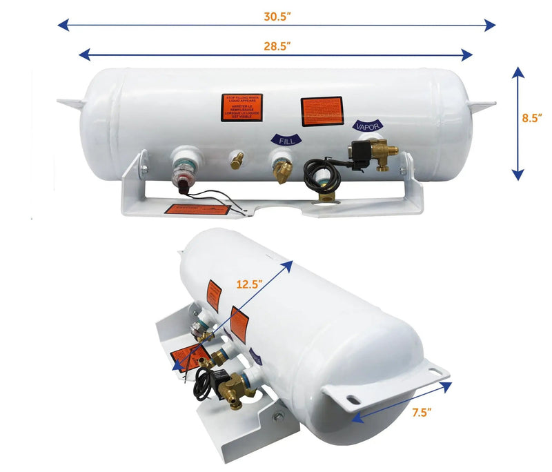 Flame King 5.9 Gallon ASME RV Trailer Propane Tank with Remote Valves & Solenoid by Flame King Products