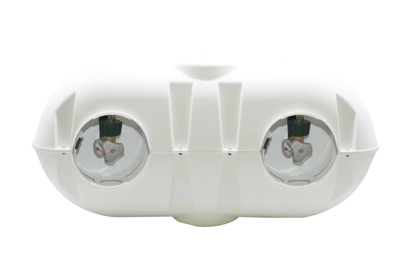 Flame King Dual 20LB LP Propane Tank Light Plastic Heavy Duty Cover Rv Trailer White by Flame King Products