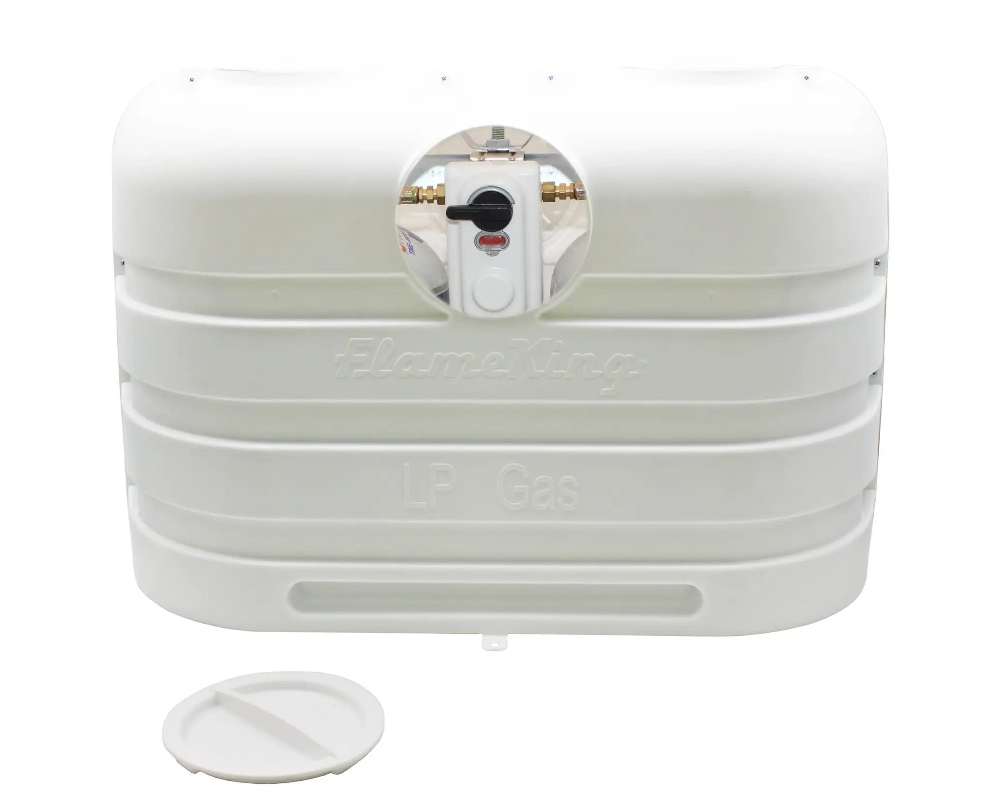 Flame King Dual 20LB LP Propane Tank Light Plastic Heavy Duty Cover Rv Trailer White by Flame King Products