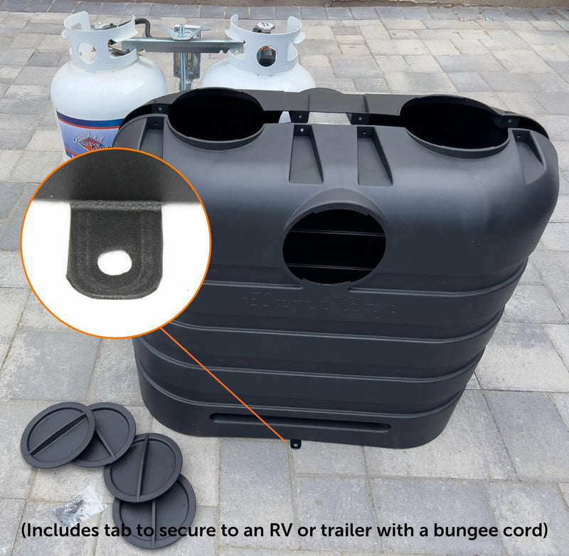 Flame King Dual 30LB LP Propane Tank Light Plastic Heavy Duty Cover RV Trailer Black by Flame King Products