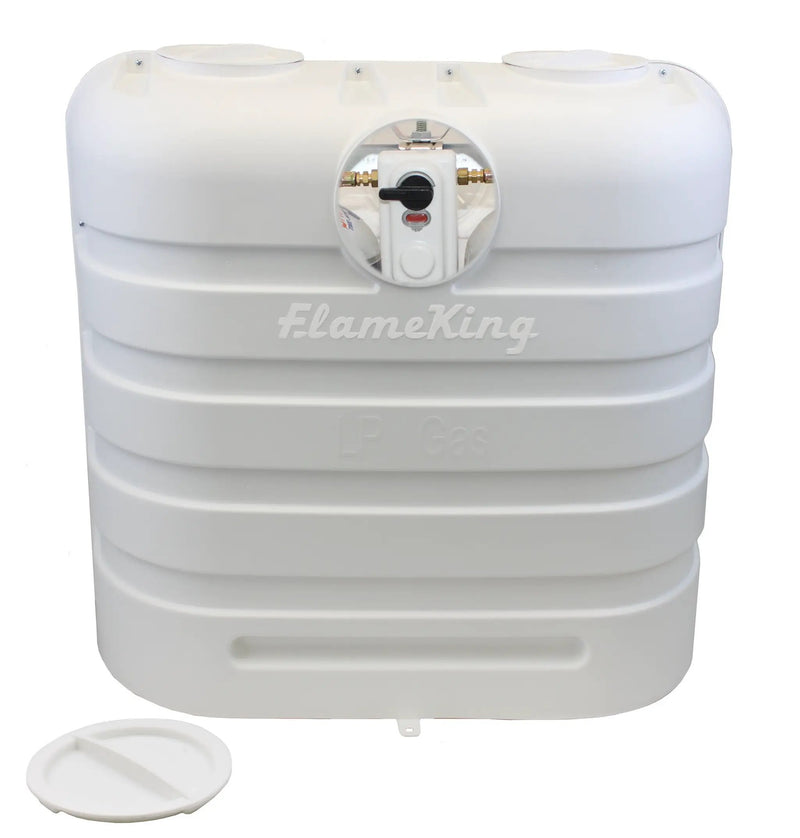 Flame King Dual 30LB LP Propane Tank Light Plastic Heavy Duty Cover RV Trailer White by Flame King Products