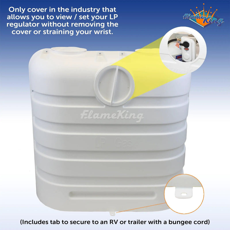 Flame King Dual 30LB LP Propane Tank Light Plastic Heavy Duty Cover RV Trailer White by Flame King Products