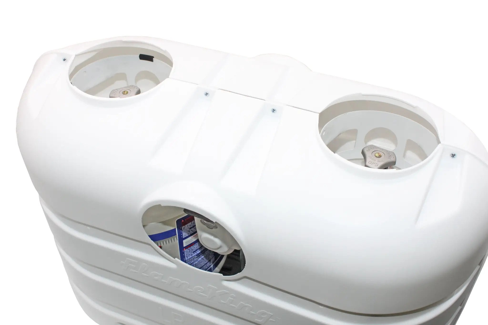 Flame King Dual 30LB LP Propane Tank Light Plastic Heavy Duty Cover RV Trailer White by Flame King Products