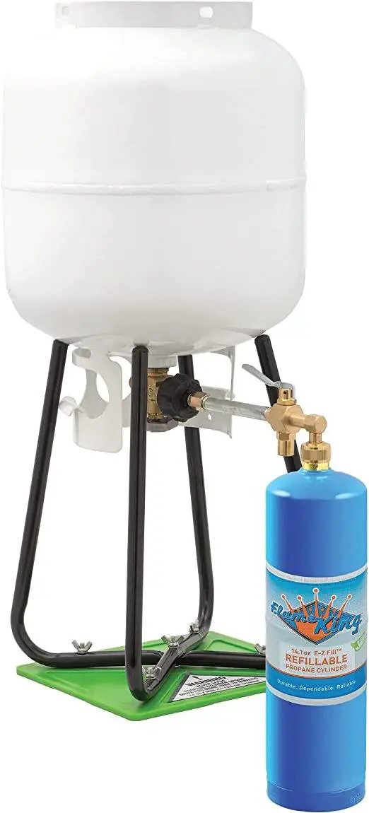 Flame King Eco Friendly Sustainable 1lb Refillable Propane Cylinder + Kit 14.1 oz by Flame King Products