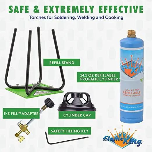 Flame King Eco Friendly Sustainable 1lb Refillable Propane Cylinder + Kit 14.1 oz by Flame King Products