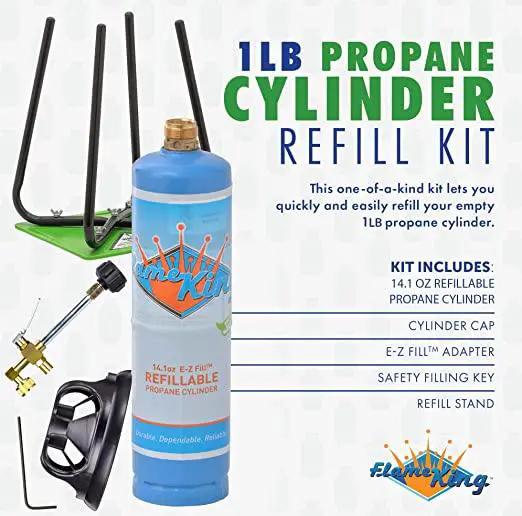 Flame King Eco Friendly Sustainable 1lb Refillable Propane Cylinder + Kit 14.1 oz by Flame King Products