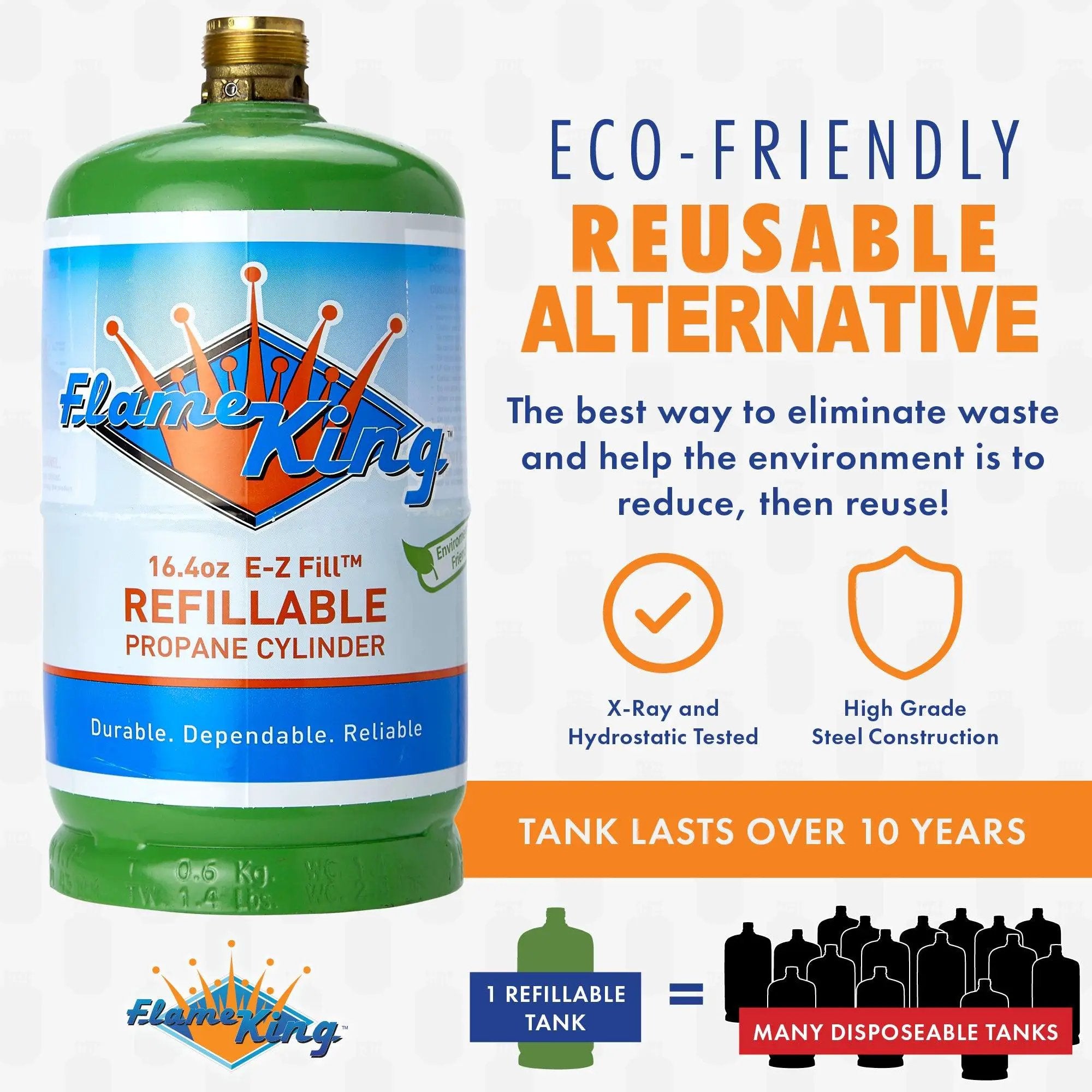 Flame King Eco Friendly Sustainable 1lb Empty Refillable Propane Tank LP Cylinder by Flame King Products
