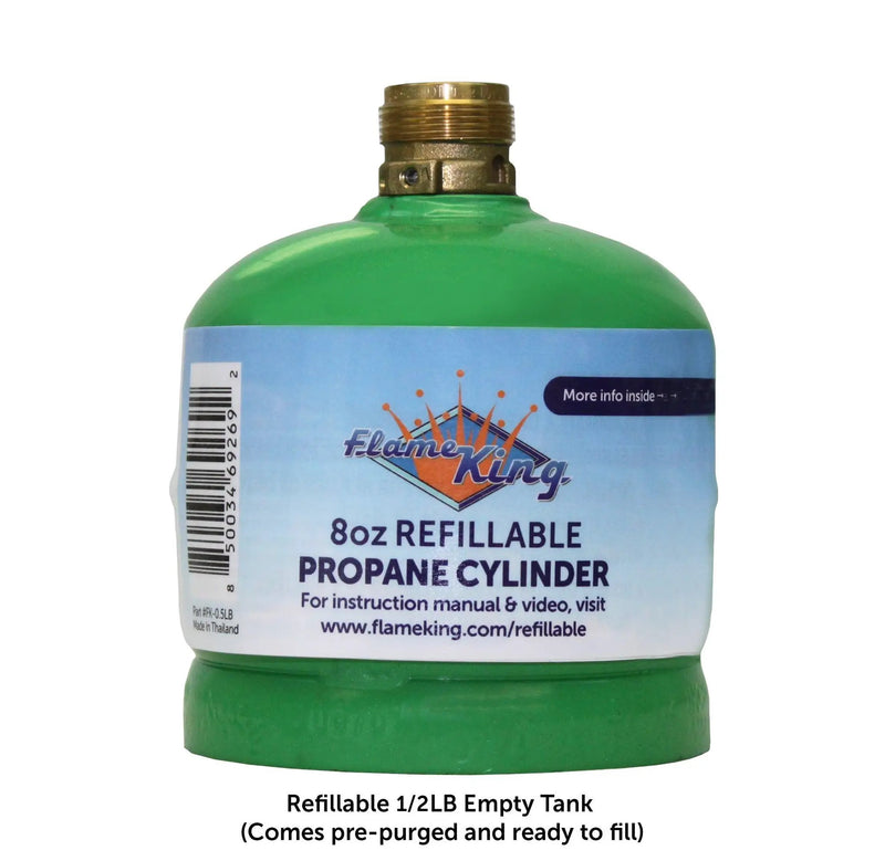 Flame King Eco Friendly Sustainable 8oz 1/2lb Refillable Propane Tank LP Cylinder by Flame King Products