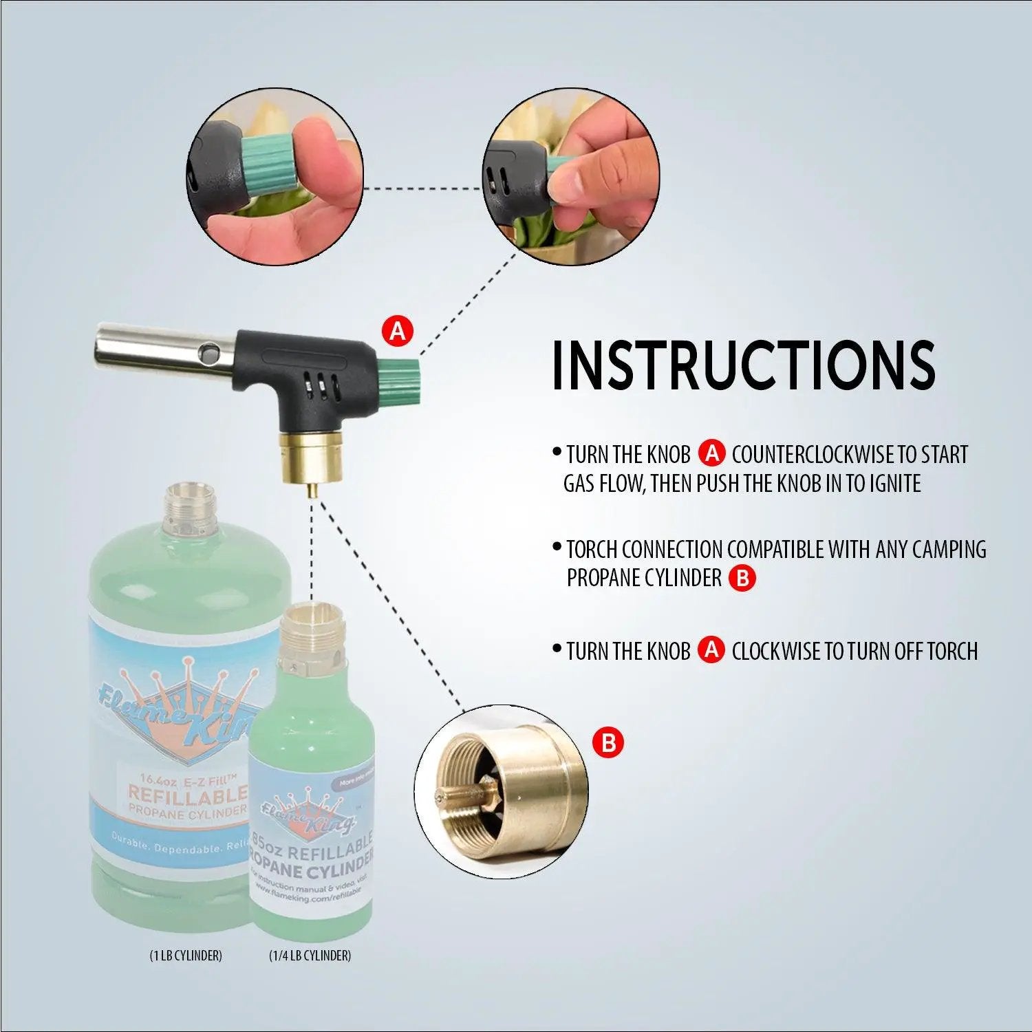 Flame King Mini Propane Blow Torch Head 10,000 BTU for Kitchen and Soldering by Flame King Products