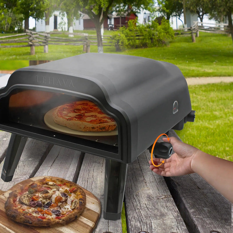Flame King Outdoor Portable 14-inch Propane Pizza Oven Gas 360 Degree Rotating Stone by Flame King Products