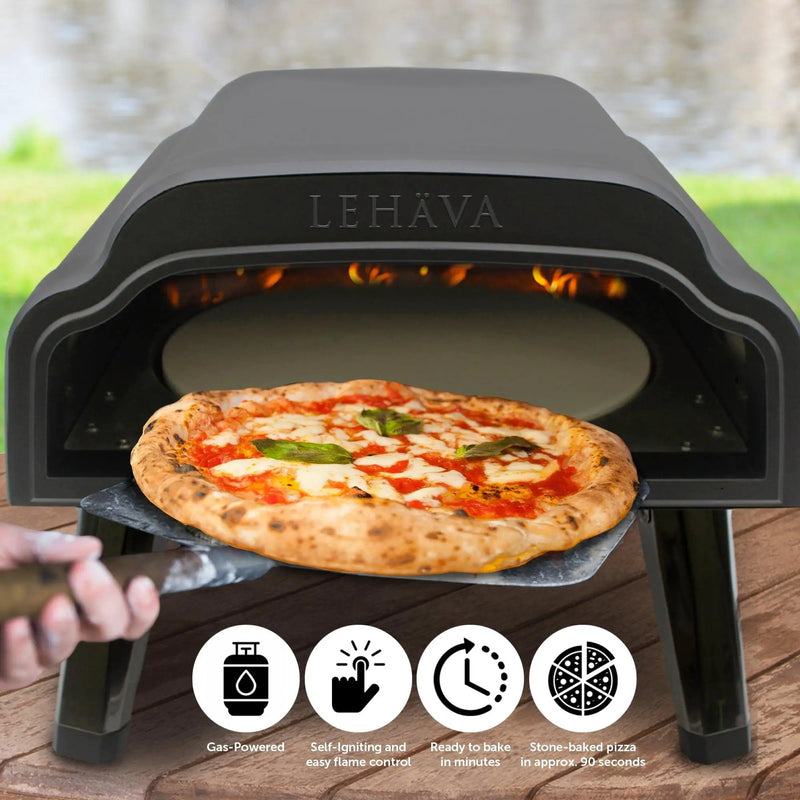 Flame King Outdoor Portable 14-inch Propane Pizza Oven Gas 360 Degree Rotating Stone by Flame King Products