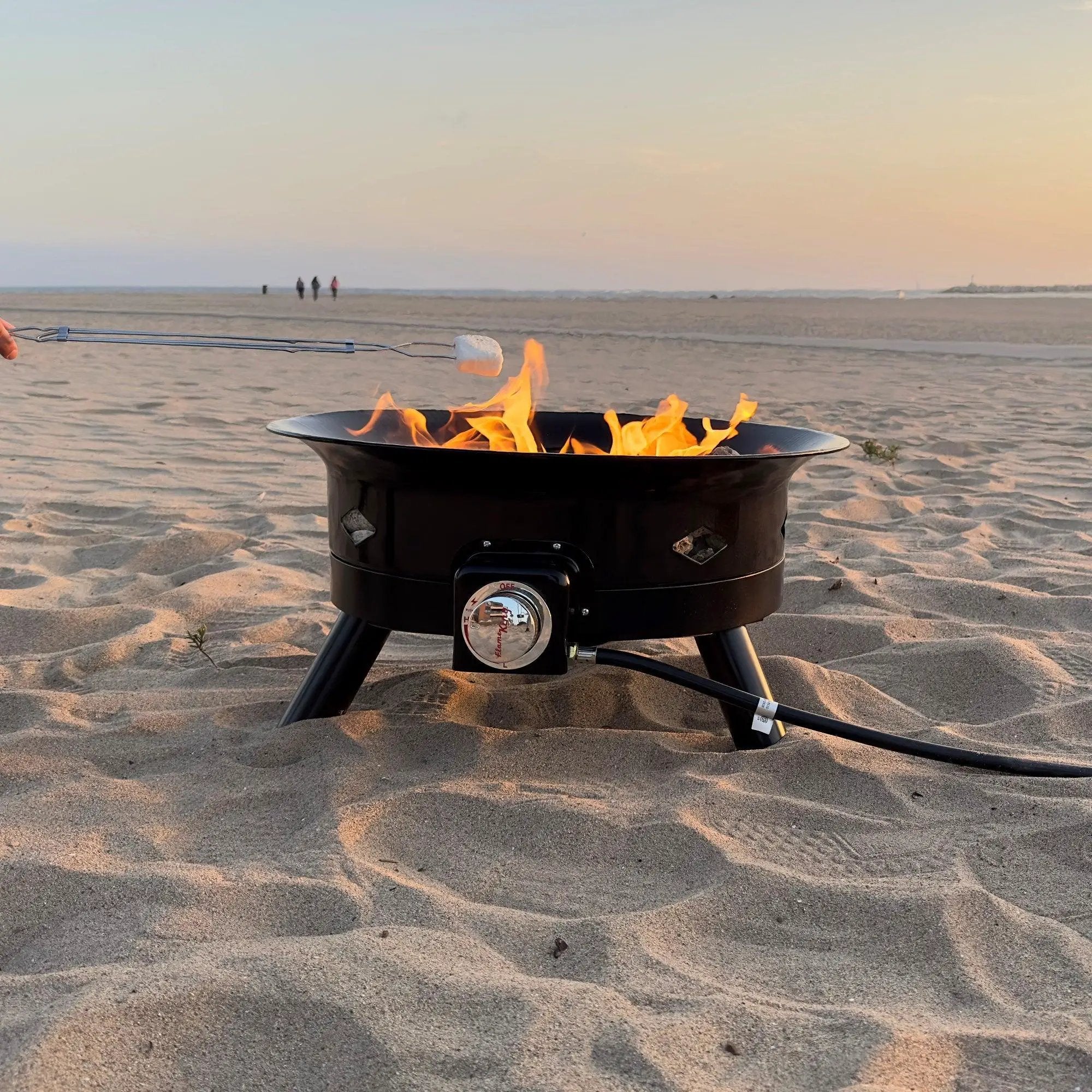 Flame King Outdoor Portable Propane Gas 24" Fire Pit Bowl with Self Igniter Cover Carry Straps by Flame King Products