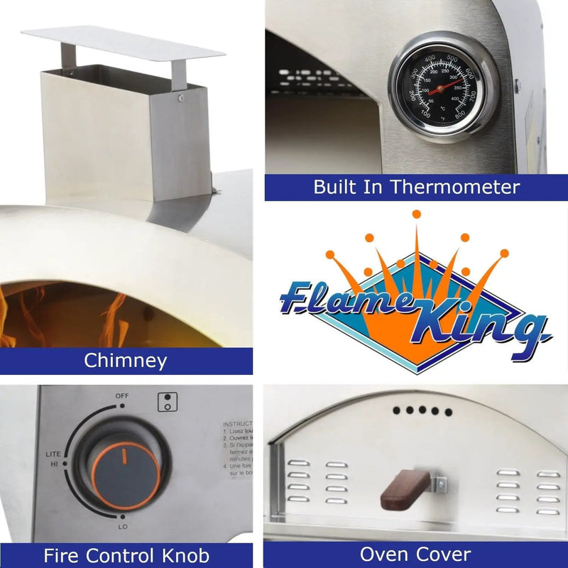 Flame King Outdoor Portable Stainless Steel Propane Pizza Oven Gas With Stone by Flame King Products