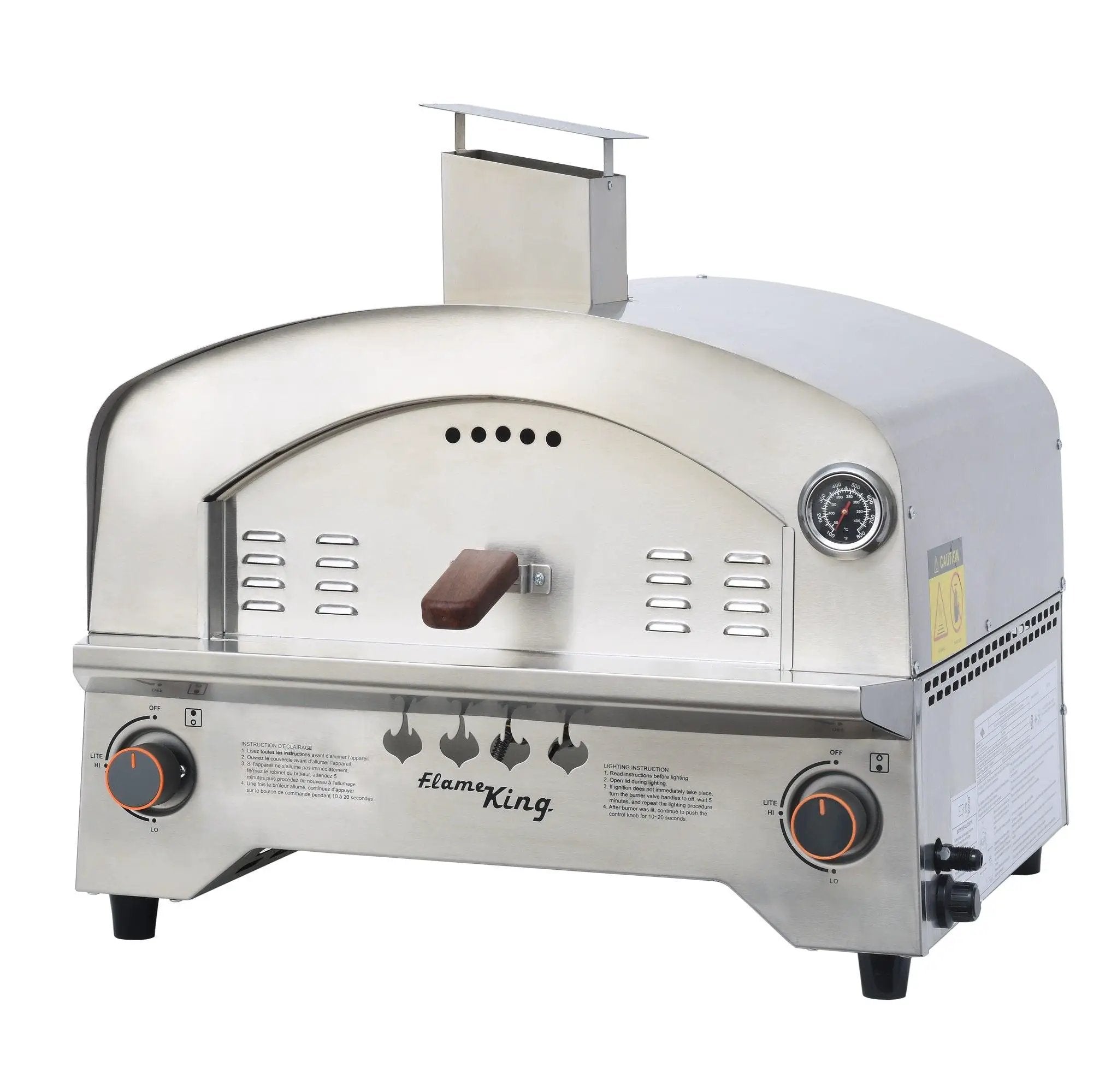 Flame King Outdoor Portable Stainless Steel Propane Pizza Oven Gas With Stone by Flame King Products
