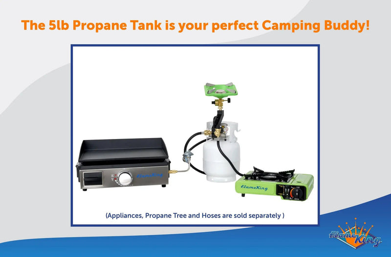 Flame King Portable 5lb Propane Tank LP Cylinder with OPD & Gauge by Flame King Products