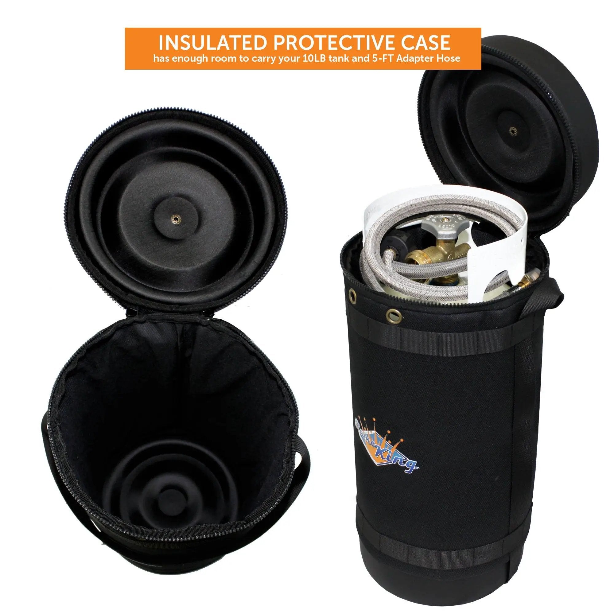 Flame King Propane Gas Hauler Kit 10lb Propane Tank, Adapter Hose and Insulated Protective Carry Case by Flame King Products