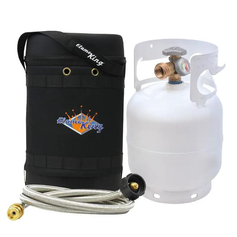 Flame King Propane Gas Hauler Kit 5lb Gauge Propane Tank, Adapter Hose and Insulated Protective Carry Case by Flame King Products