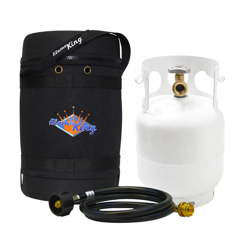 Flame King Propane Gas Hauler Kit 5lb Propane Tank, Adapter Hose and Insulated Protective Carry Case by Flame King Products