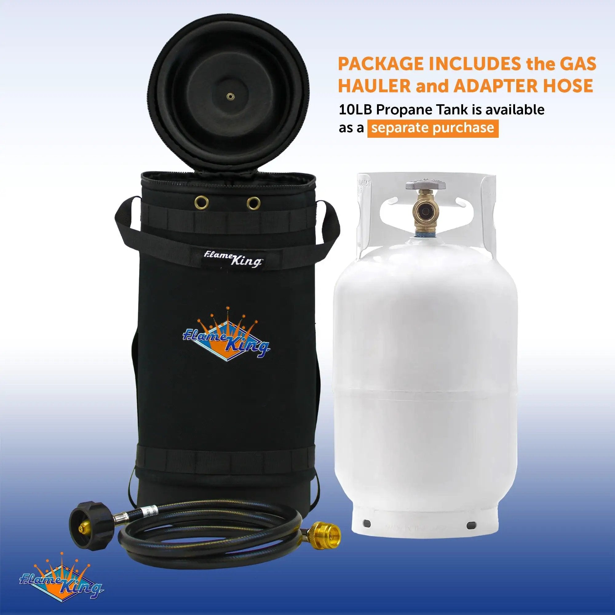 Flame King Propane Gas Hauler Kit-Insulated Protective Carry Case for 10lb Propane Tank plus Adapter Hose by Flame King Products
