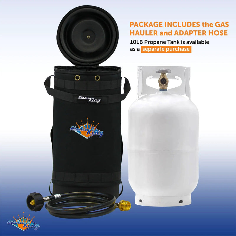 Flame King Propane Gas Hauler Kit-Insulated Protective Carry Case for 10lb Propane Tank plus Adapter Hose by Flame King Products