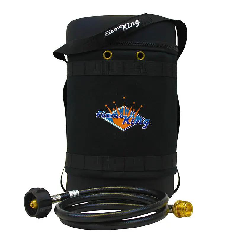 Flame King Propane Gas Hauler Kit-Insulated Protective Carry Case for 5lb Propane Tank plus Adapter Hose by Flame King Products