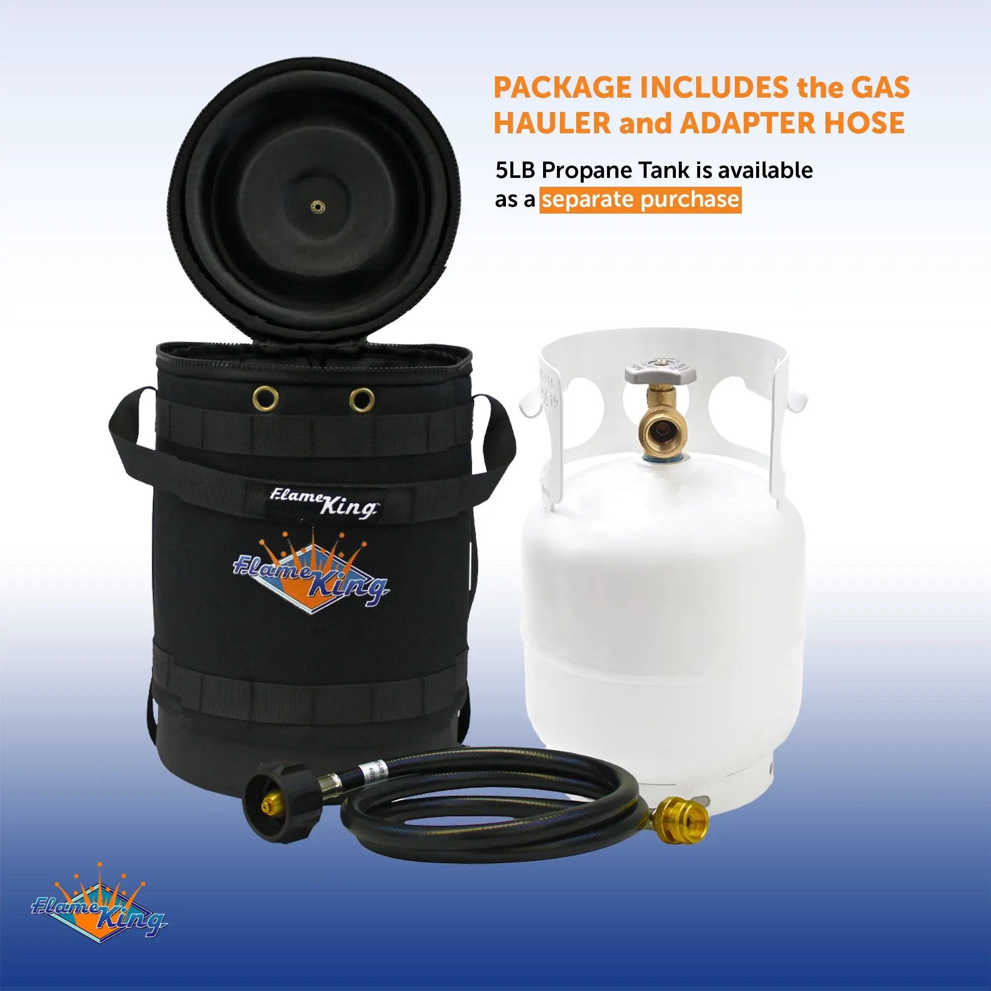 Flame King Propane Gas Hauler Kit-Insulated Protective Carry Case for 5lb Propane Tank plus Adapter Hose by Flame King Products