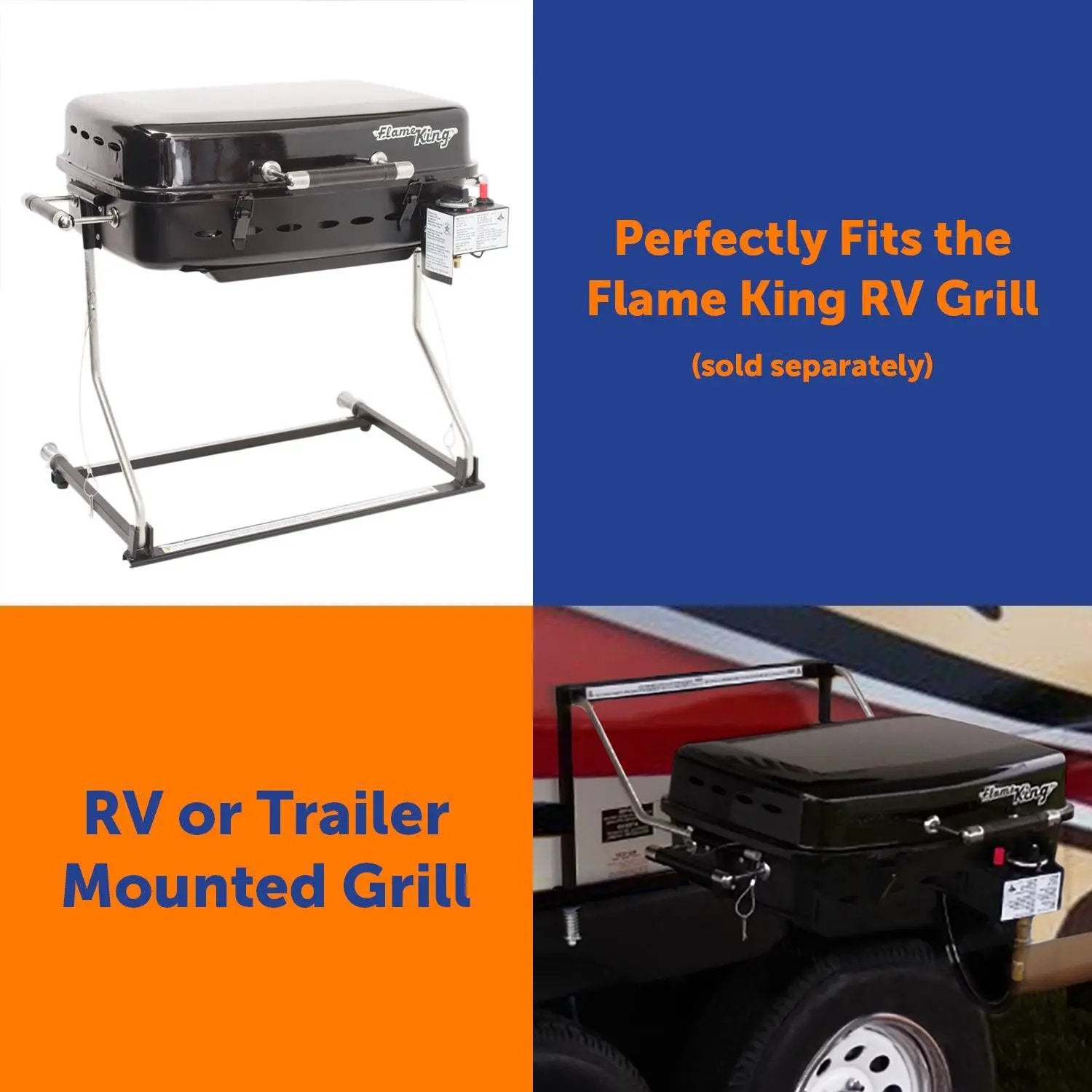 Flame King RV Camper Trailer Mounting Rack for Flame King Propane Portable Grill or Griddle by Flame King Products
