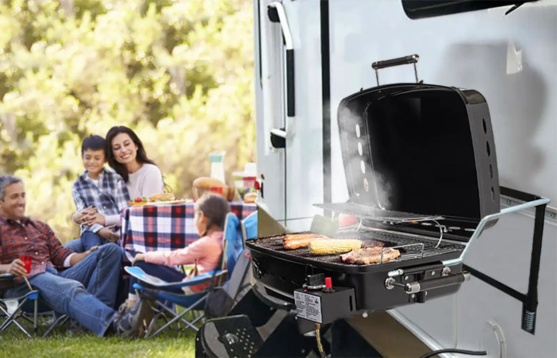 Flame King RV Trailer Mounted Grill BBQ with Carry Bag by Flame King Products