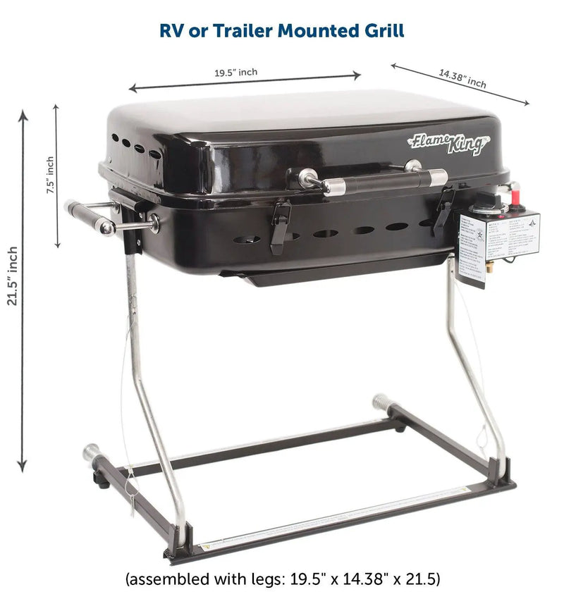 Flame King RV Trailer Mounted Grill BBQ with Carry Bag by Flame King Products