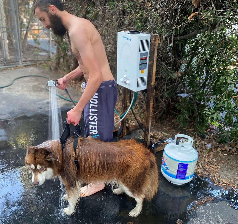 Flame King Tankless Outdoor Portable Camping Hot Shower Propane Gas 10L 2.64GPM Water Heater 68,000 BTU by Flame King Products
