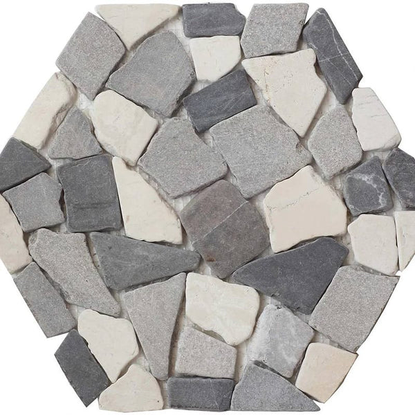 Flat Gray Natural Pebble Mosaics 9 7/8x11 7/8