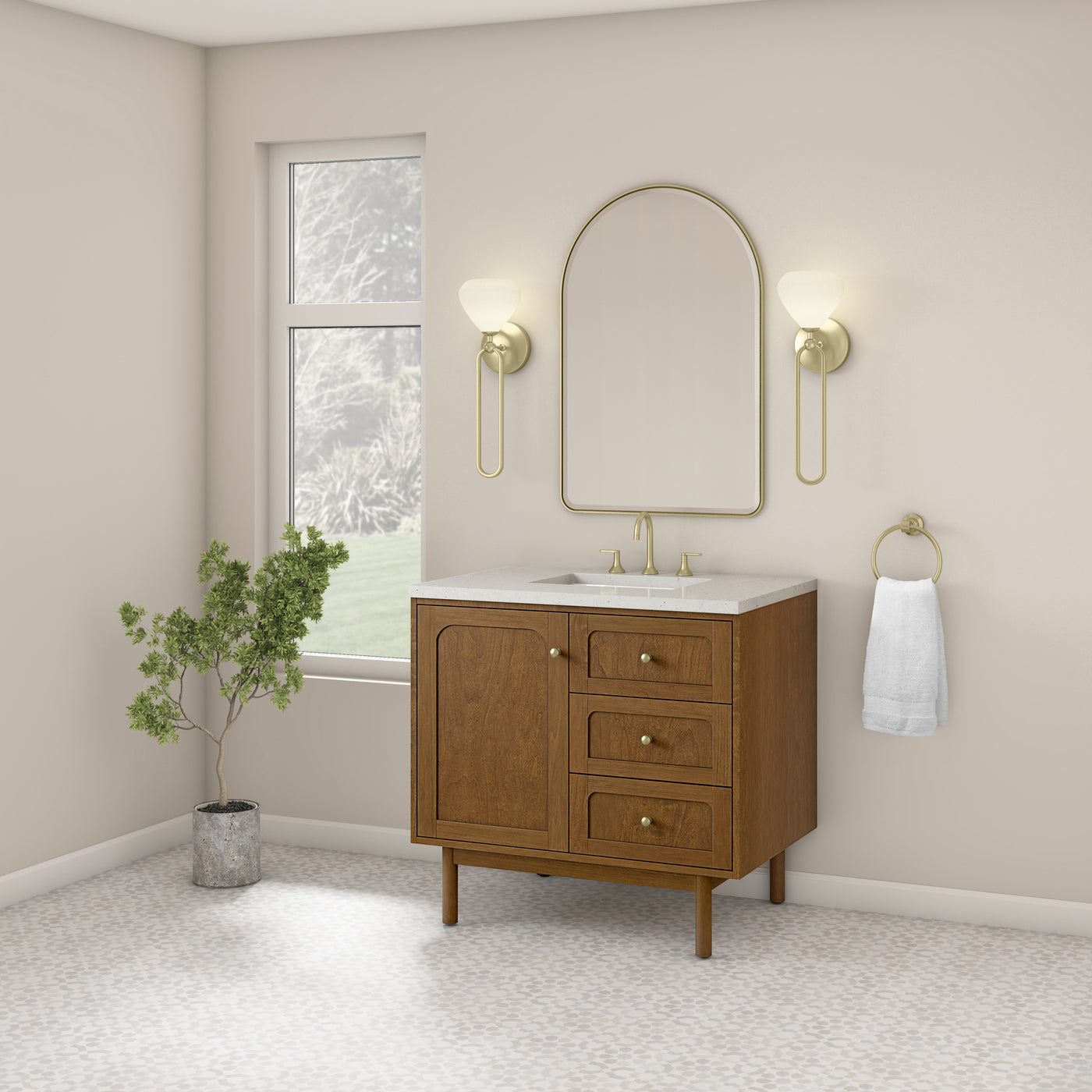 James Martin Laurent 36" Dual Mount Single Bathroom Vanity, Honey Oak, view 31