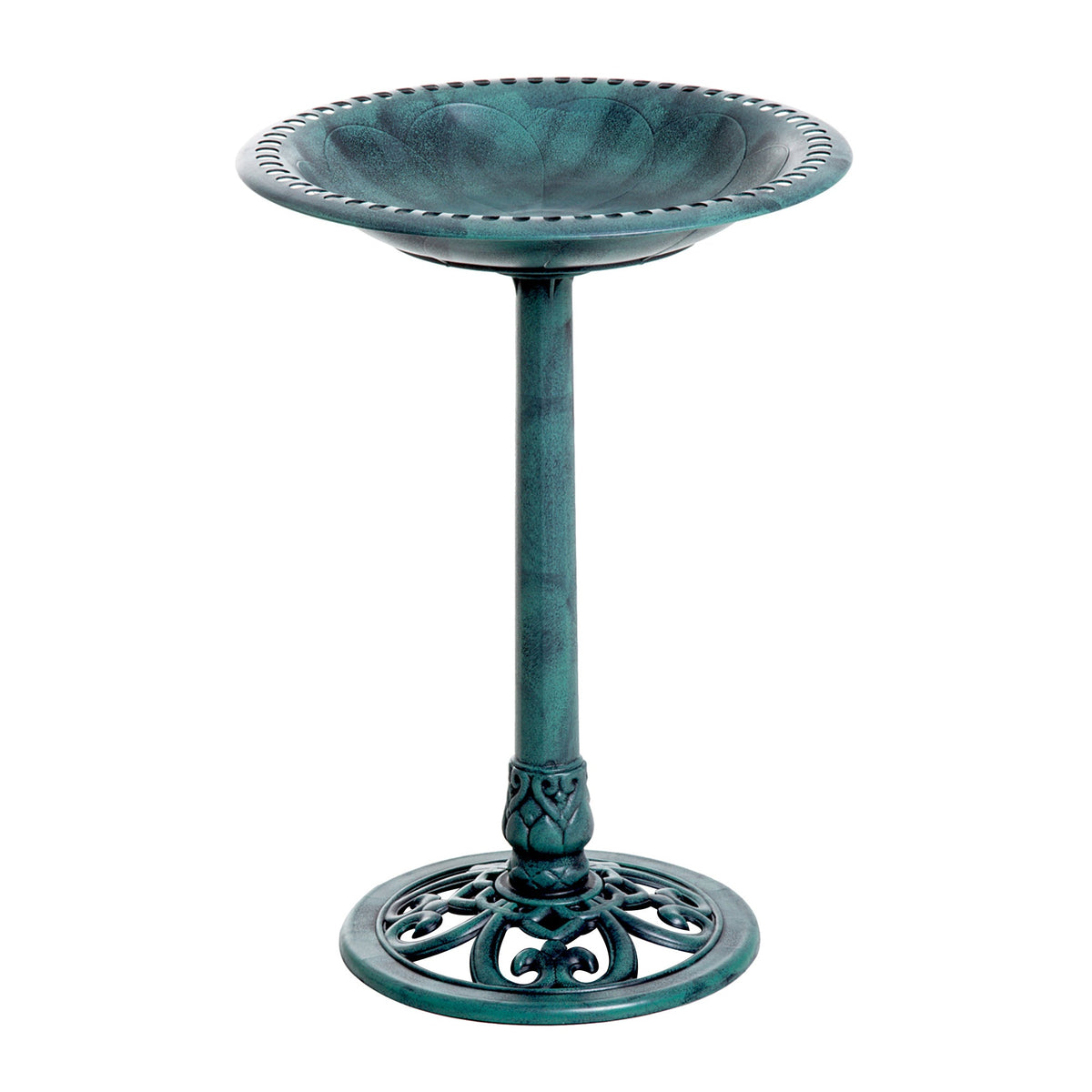 Resin Bird Bath Green Verdigris Pedestal 27 Inch, photo 8 of 11
