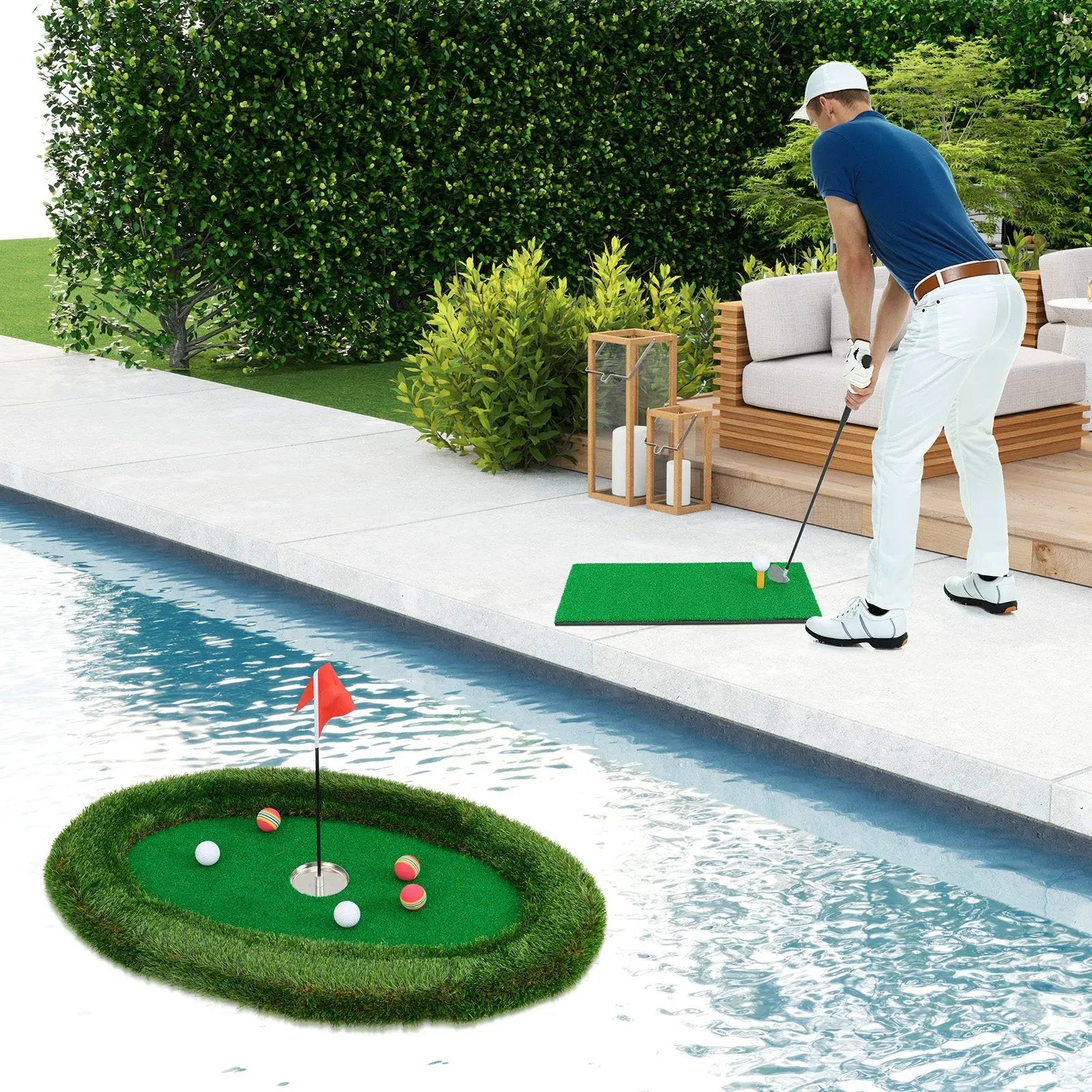 Floating Golf Green Oval Floating Chipping for Pool by DirectDeals