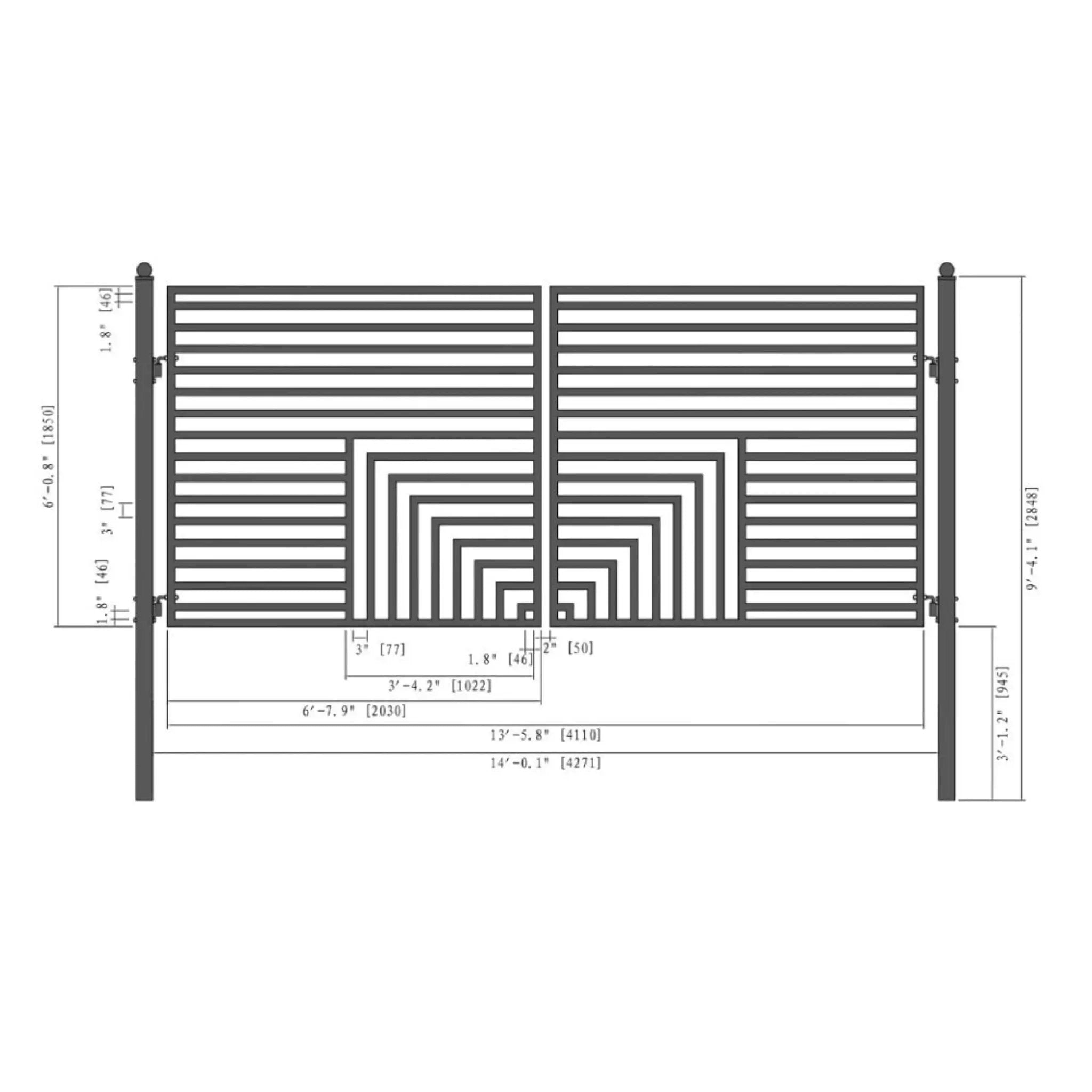[12-18FT] Heavy-Duty Florence-Style Powder-Coated Galvanized Steel Dual-Swing Driveway Gate (SAK48168) by SAKSBY WHOLESALE