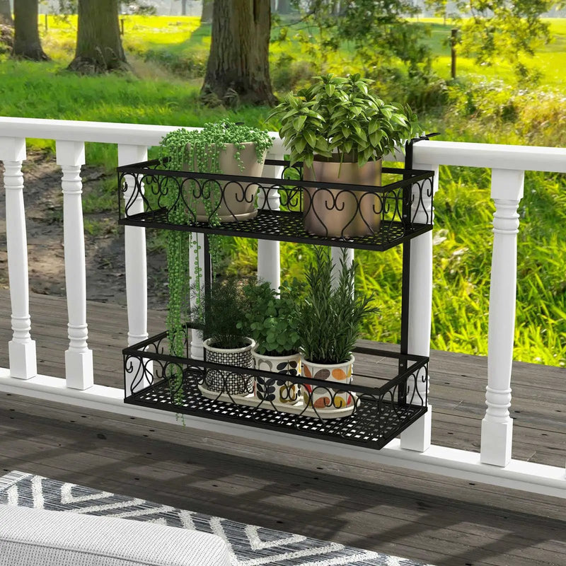 Flower Pot Holder with Adjustable Hooks and 2 Planter Baskets by DirectDeals